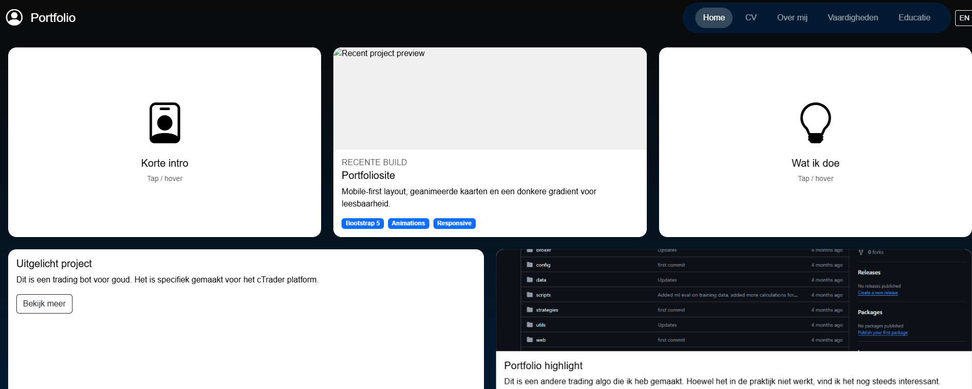 Recent project preview
